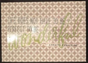 Life does not have to be perfect to be wonderful
